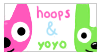 A stamp with the characters Hoops and Yoyo, and the words, Hoops and Yoyo.