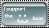 A stamp with the words, I support the three-face. End-quote. The three-face being a colon, followed by the number three, replicating a face often in manga and anime.