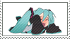 A stamp with a chibi Miku Hatsune, crying and kicking and punching the ground.